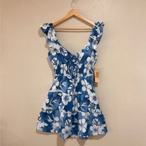 Madden NYC Blue Floral Open Back Mini Dress NWT Size Medium